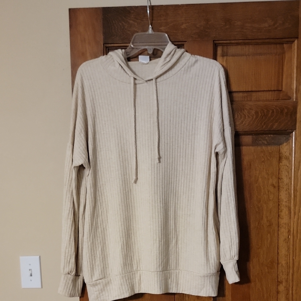 Cream Ribbed Hoodie